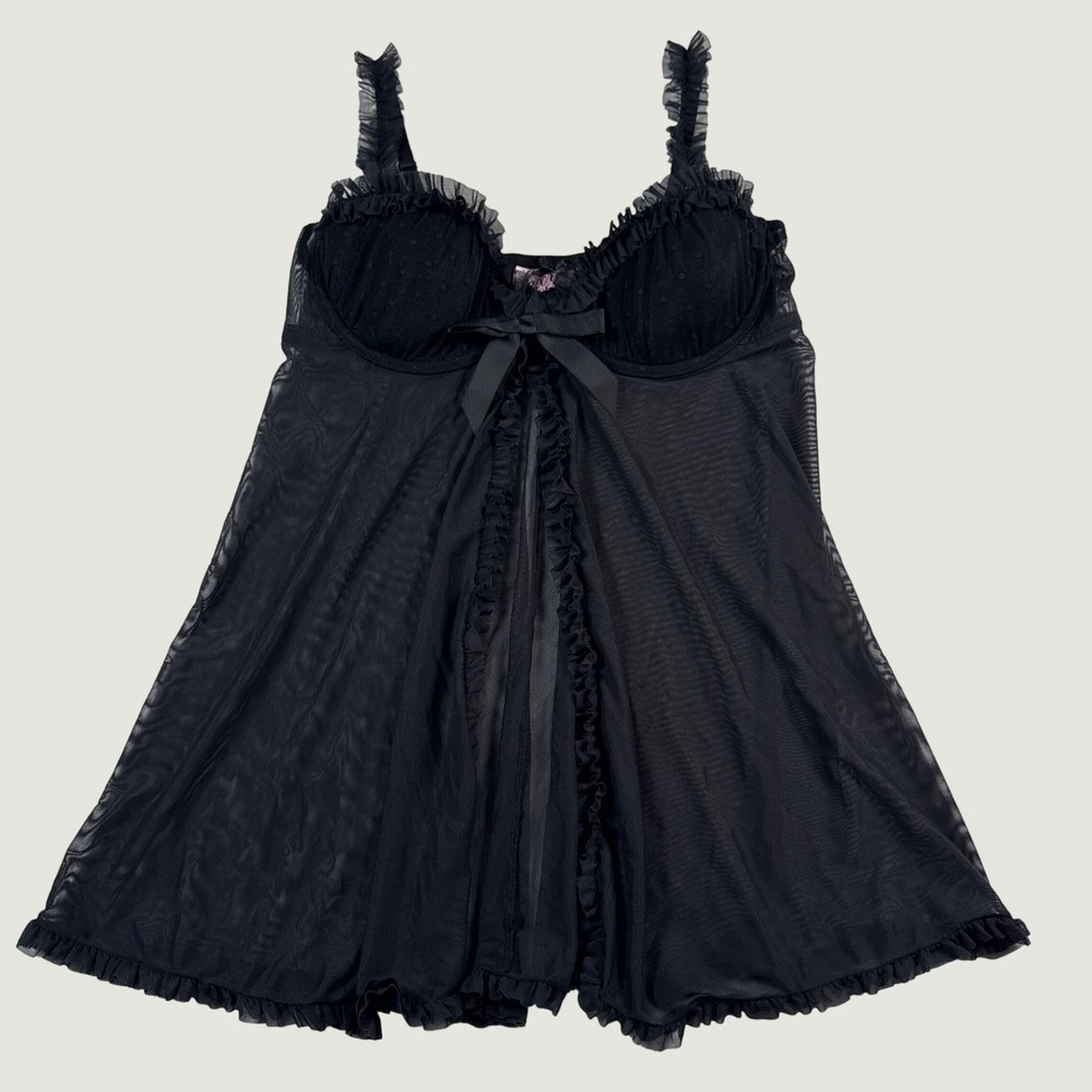 Victorias Secret Sexy Little Things Black Mesh Babydoll Lingerie 36C underwire